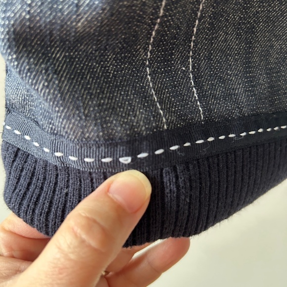 Denim Sweater Women's size Medium Full Zip Cross Stitch Business  Casual preppy - Picture 3 of 12